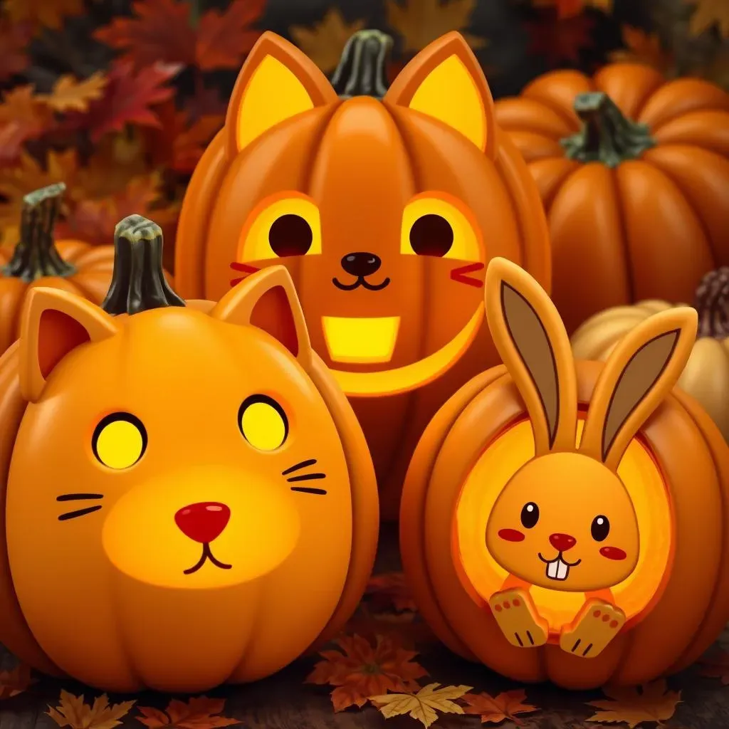 Adorable AnimalThemed Kawaii Pumpkin Carving Ideas