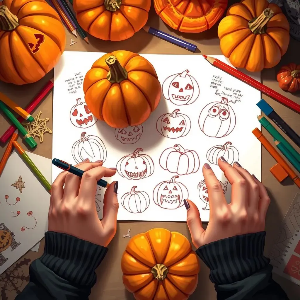 Brainstorming Pumpkin Carving Designs on Paper: A Creative Kickstart