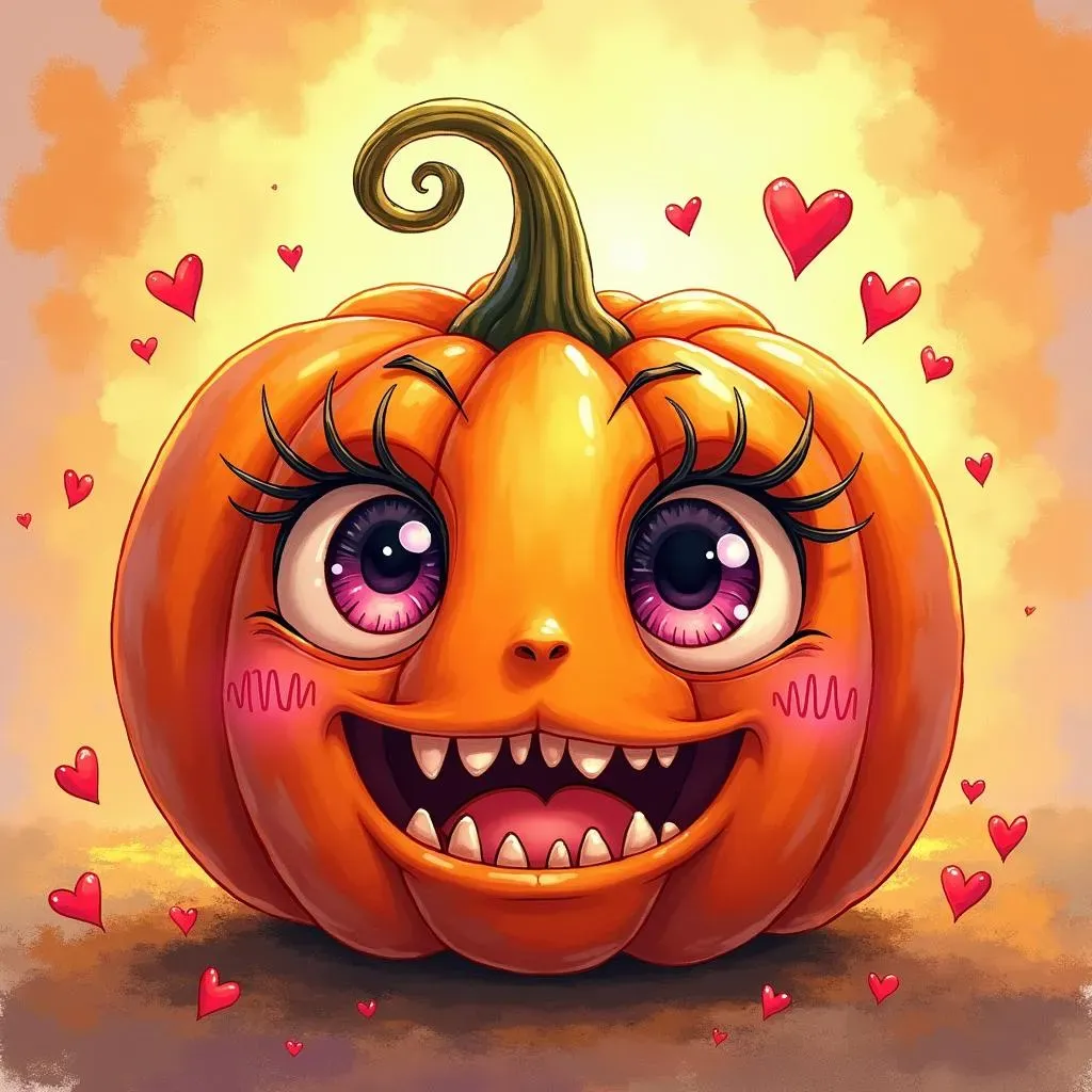 Creative Heart Eyes Pumpkin Design Variations