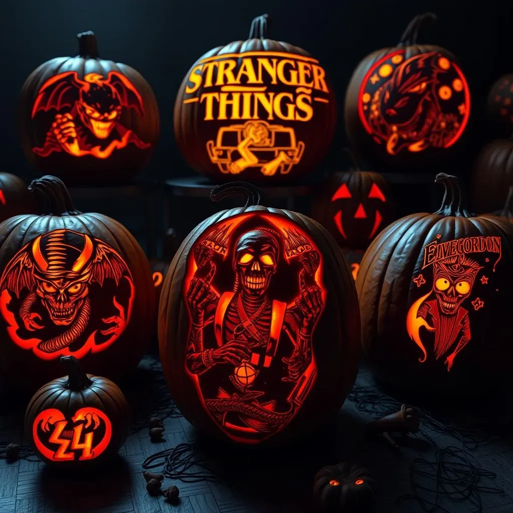 Creative Stranger Things Pumpkin Carving Ideas with No Stencils