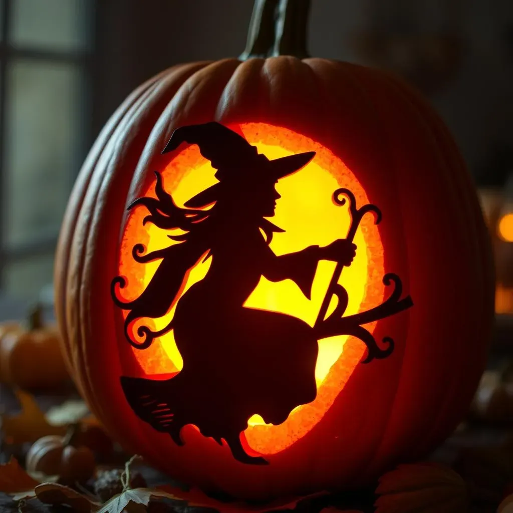 Creative Witch Silhouettes: Easy Pumpkin Carving Stencils