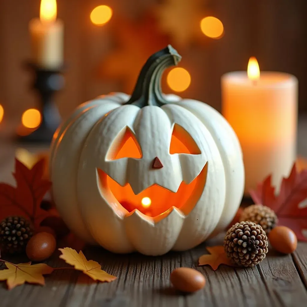 Amazing cute white pumpkin carving ideas for a unique Halloween