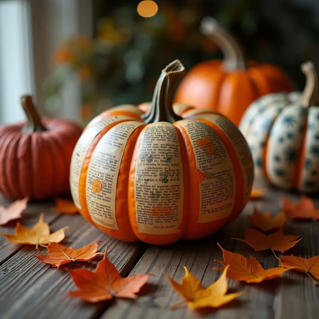 Decoupage & Fabric Pumpkins: Unique Textures and NoCarve Cool Pumpkin Ideas