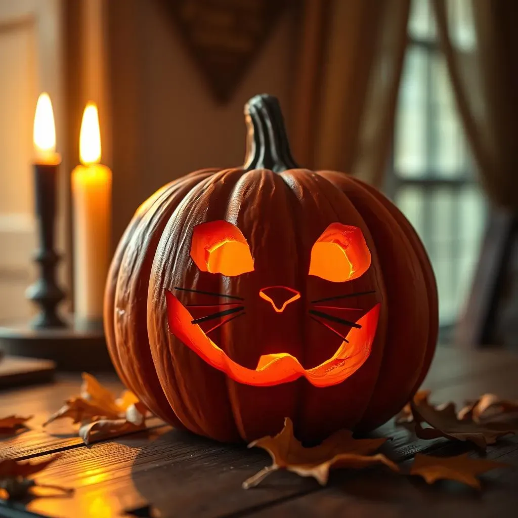 Easy Cat Pumpkin Carving with Stencils