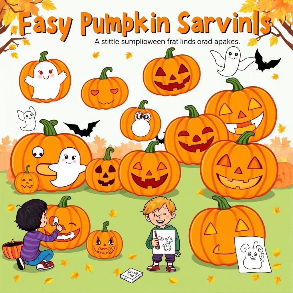 Easy Pumpkin Carving Stencils & Templates for Kids