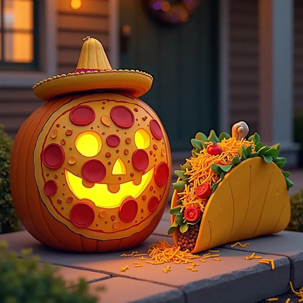 Funny FoodThemed Pumpkin Carvings: Pizza, Tacos, and More!