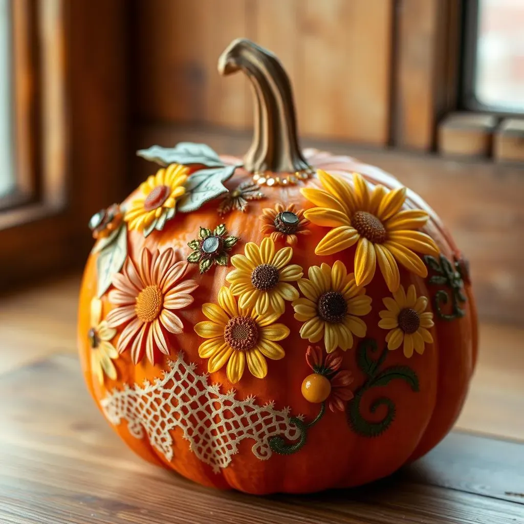 Girly Pumpkin Carving Ideas with Flowers and Patterns