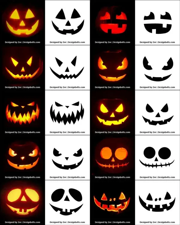 printable easy pumpkin carving ideas: Free patterns, help cats