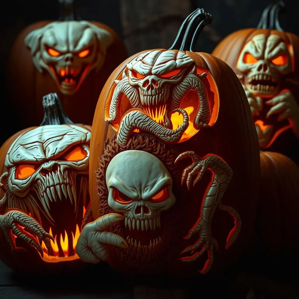 Scary Pumpkin Display Carving Templates