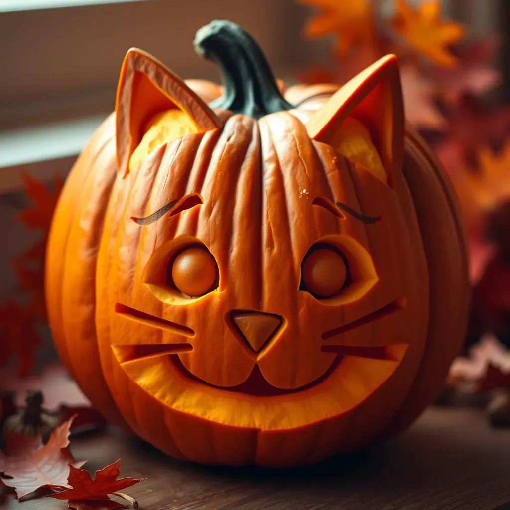 Simple Cat Faces for Pumpkin Carving