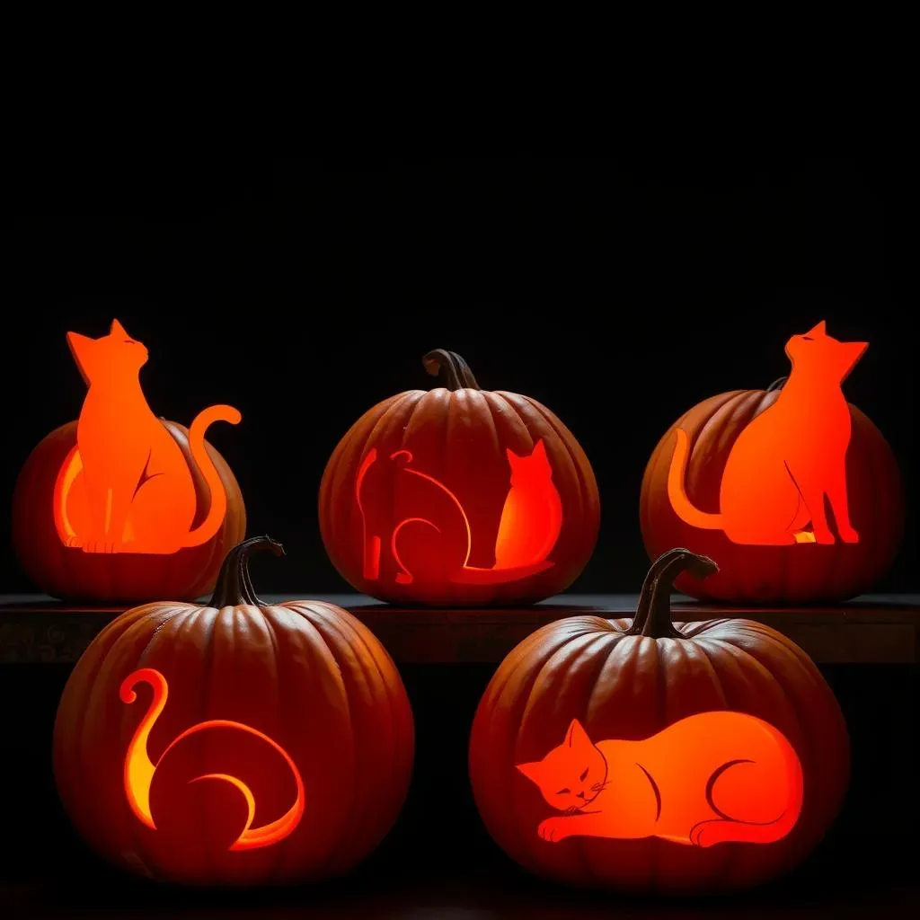 Simple Cat Silhouettes: Easy Halloween Pumpkin Carving Ideas Cats