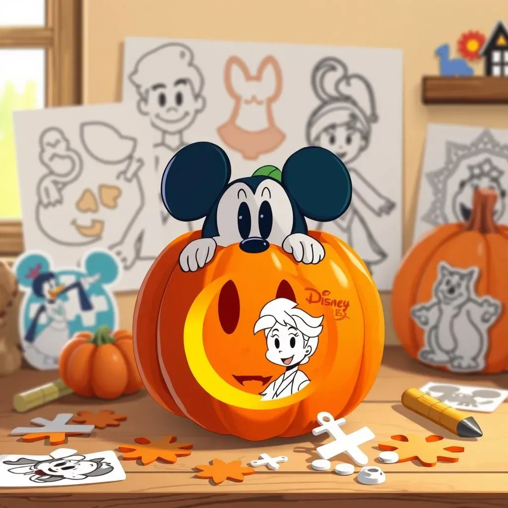 Simple Disney Character Stencils for Easy Pumpkin Carving