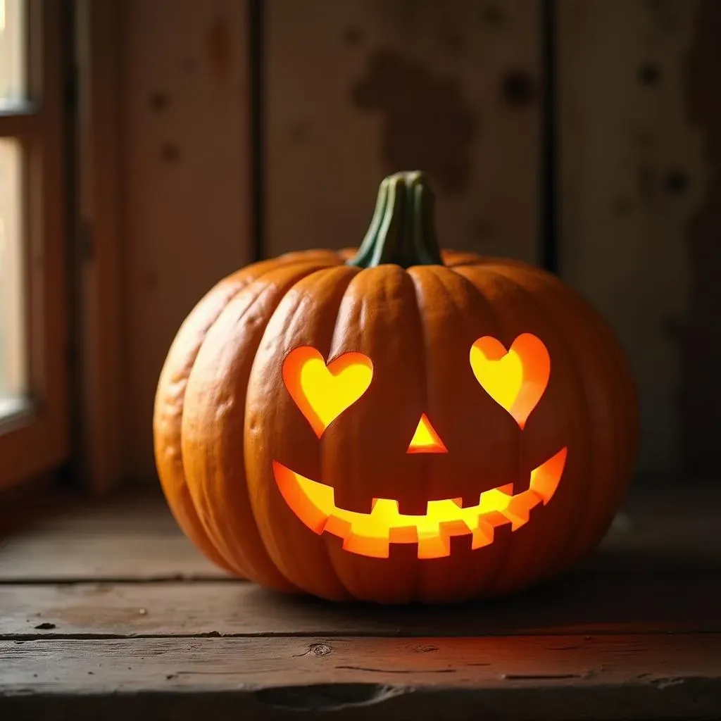 Simple Heart Eyes Pumpkin Carving Ideas for Beginners