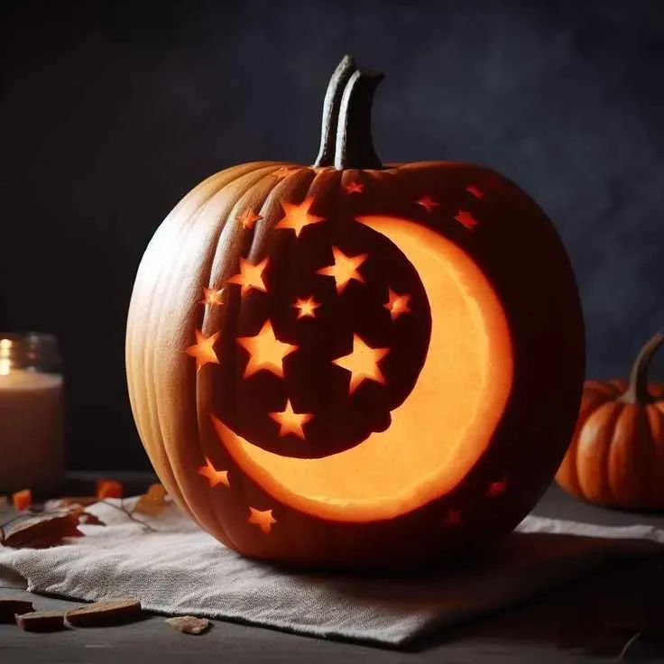 Simple Shapes: Classic Pumpkin Carving Ideas Moon