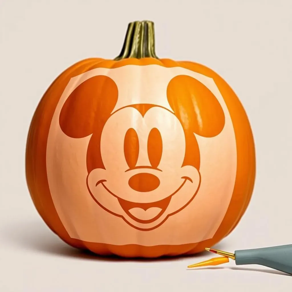 Simple Stencils for Easy Disney Pumpkin Carving